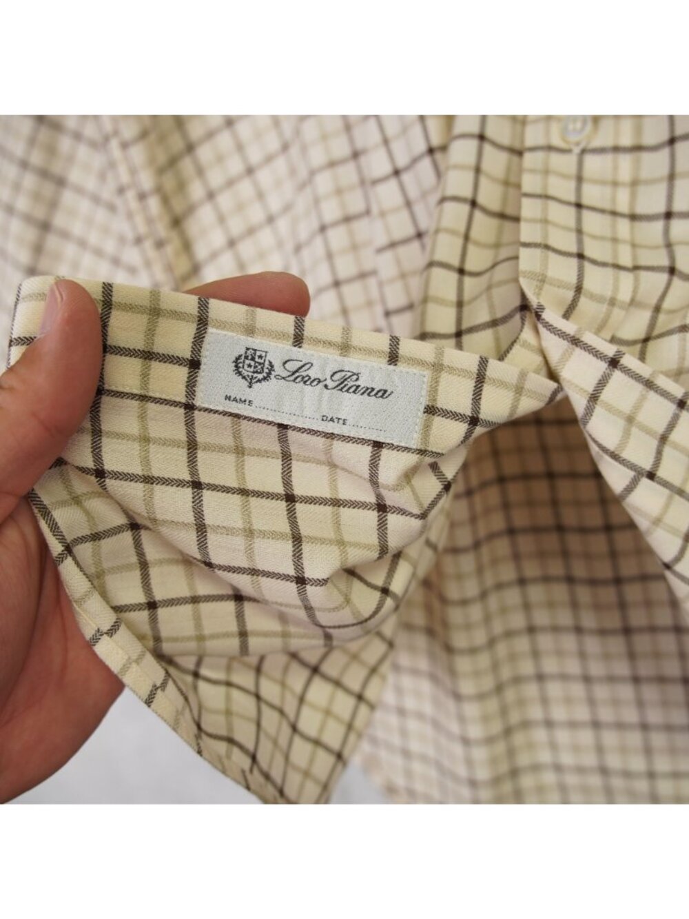 Loro Piana Mens Plaid Cotton Wool Blend Button Down Shirt Size XL Made Italy EUC - Picture 9 of 14